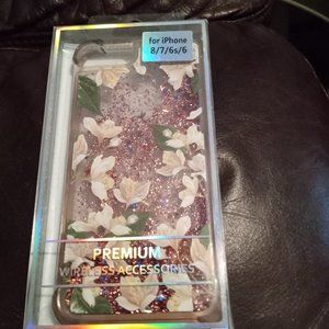 Floating floral and glitter iPhone case New